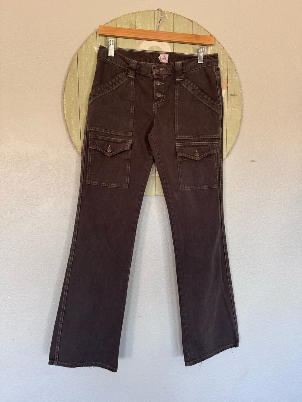 JOIE flare jeans low rise olive green size 28